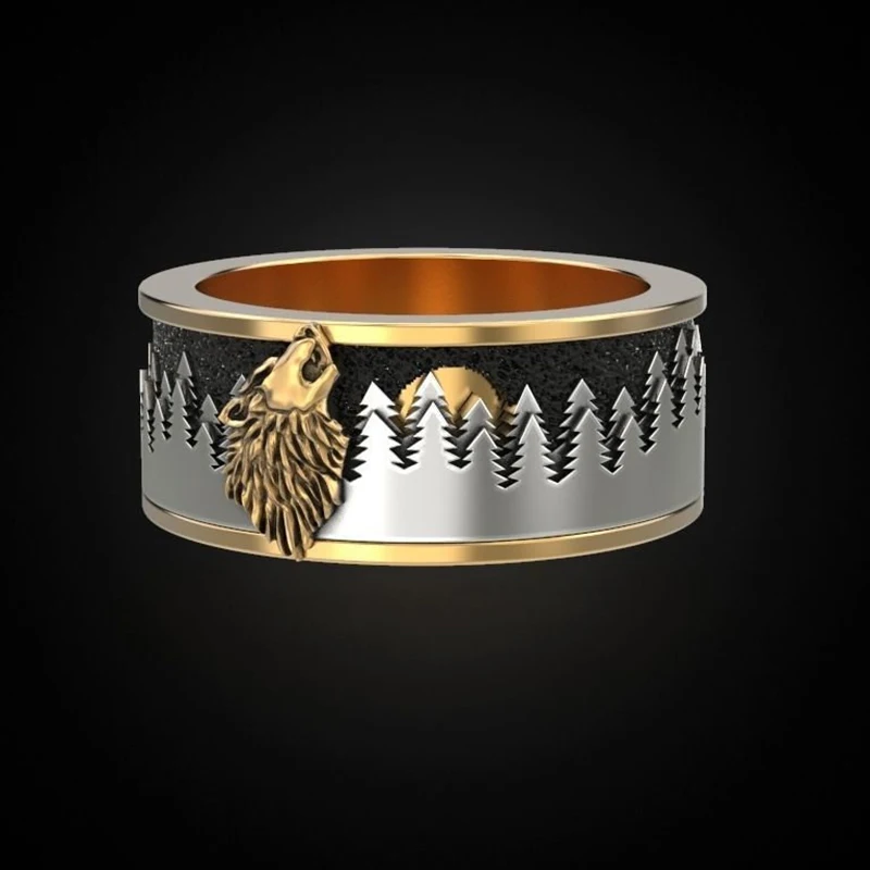 2020 Модные мужские кольца с волком в лесу обручальное кольцо для мотоцикла