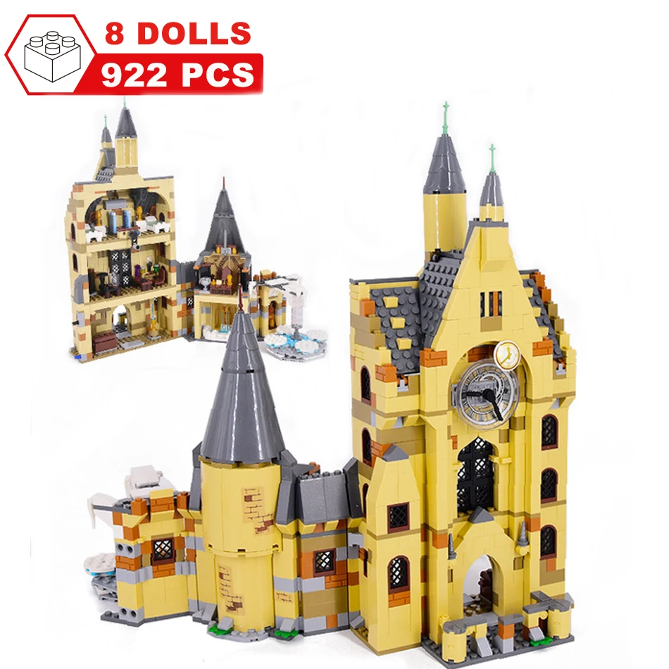 922 шт кино Гарри поттерд часы башня набор замок строительные блоки фигурки из