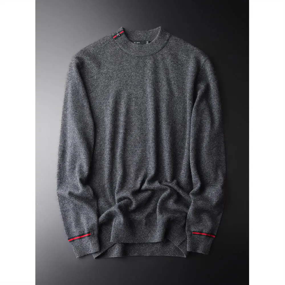 

Men's sweater 2020 autumn and winter new fashion half high collar Pullover thickened base warm knitted sweater men's sweater