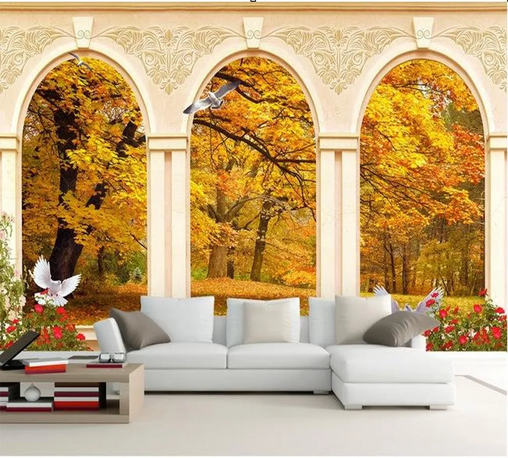 

Дропшиппинг дропшиппинг Fatman водонепроницаемый садовый стиль осенние листья 3d роспись Гостиная Спальня украшение роспись Papel De Pared