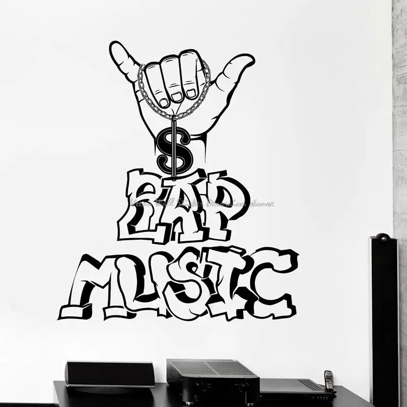 

Rap Music Wall Stickers Hip Hop Singer Music Gesture Teen Room Music Room Door Decoration Vinyl Decal 13