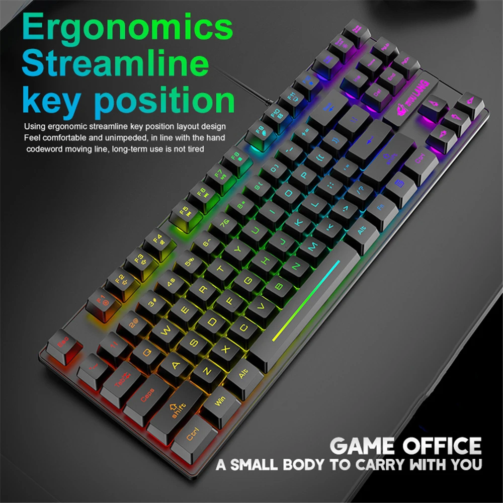 fashion seven color backlit keyboard k16 87 keys 12 multimedia keys for pc laptop gaming free global shipping