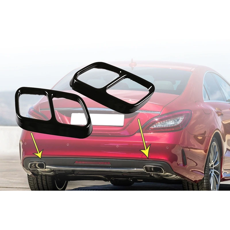 Черная наклейка на выхлопную трубу из нержавеющей стали для Mercedes Benz CLS W218 2012 2017