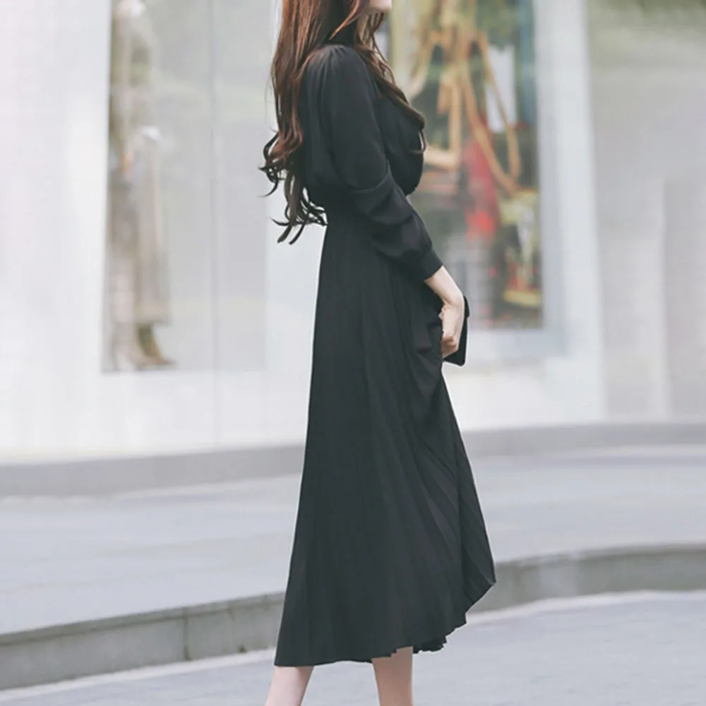 Летнее повседневное элегантное офисное женское корейское синее винтажное