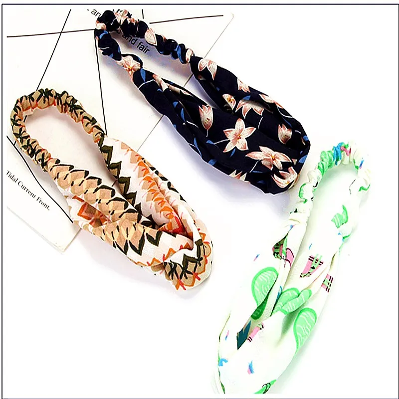 1 шт. мягкая шифоновая повязка на голову с принтом| |