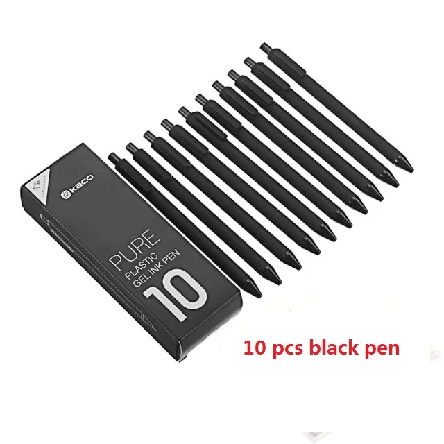 black pen 10pcs 10 шт./компл. Xiaomi Mi KACO ручка 0,5 мм ABS Пластик гладкая чернильная ручка для студента работника Применение для дома/школы/KACO пополнения чернил - Цвет: black pen 10pcs