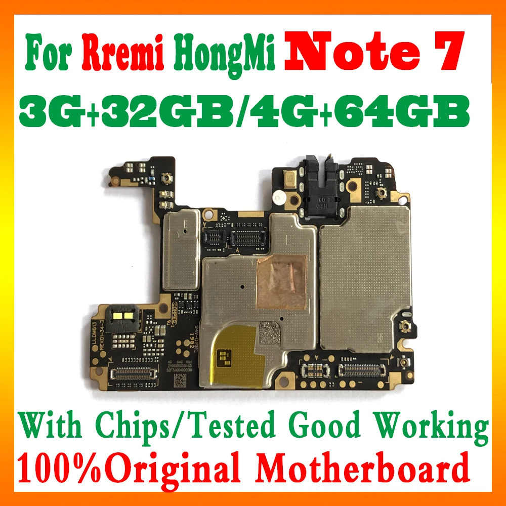 100% оригинальная мобильная электронная панель для Xiaomi Redmi Hongmi Note 7 материнская