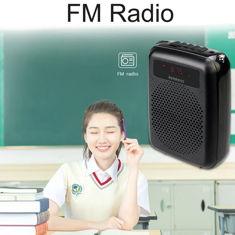 

2022 PR16R Megaphone Portable Voice Amplifier Teacher Microphone Speaker 12W FM Recording With Mp3 Player FM Radio Recorder