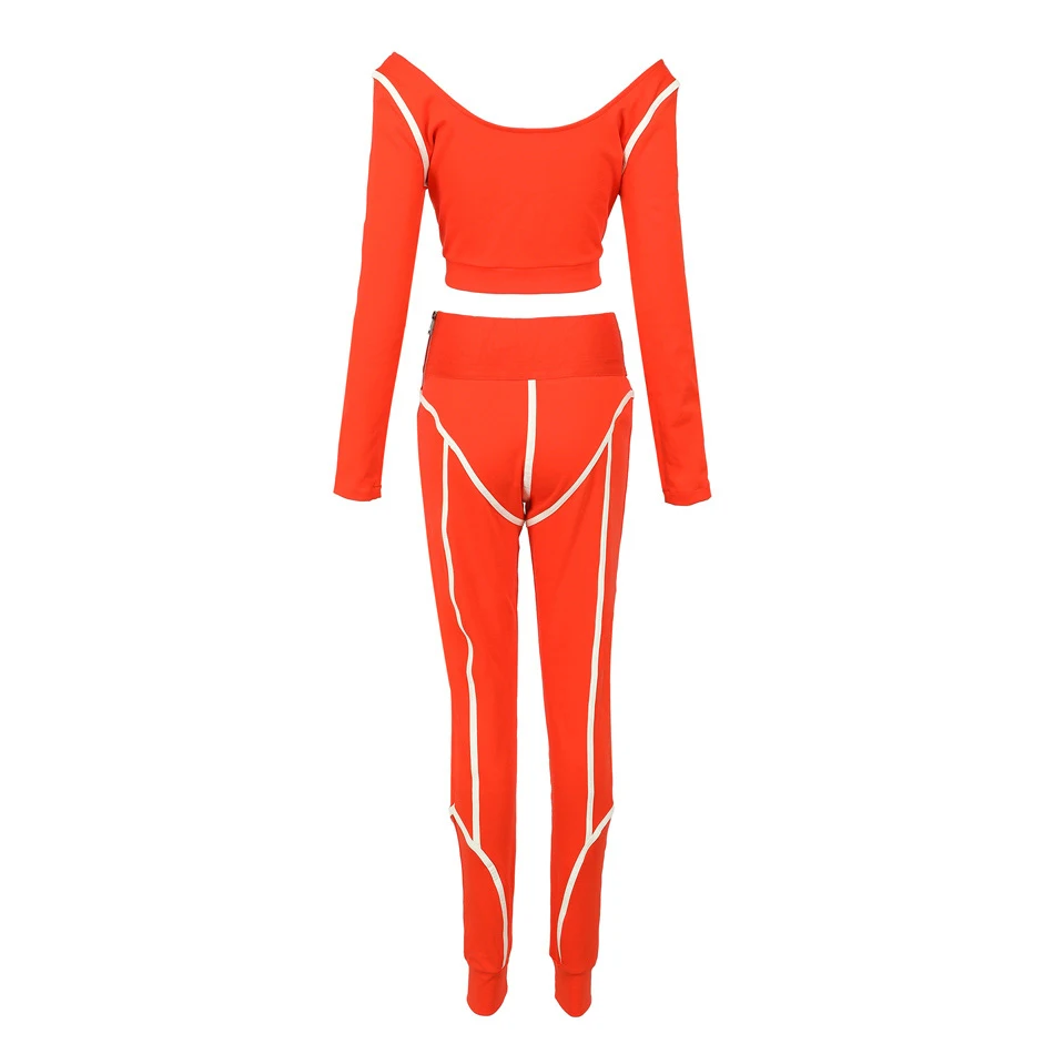 

Glowing Gymwear Pants Set Women Quality Hot Fashion 2021 Luminous Long Sleeve top High waist Slim zipper trousers 2 Piece Set