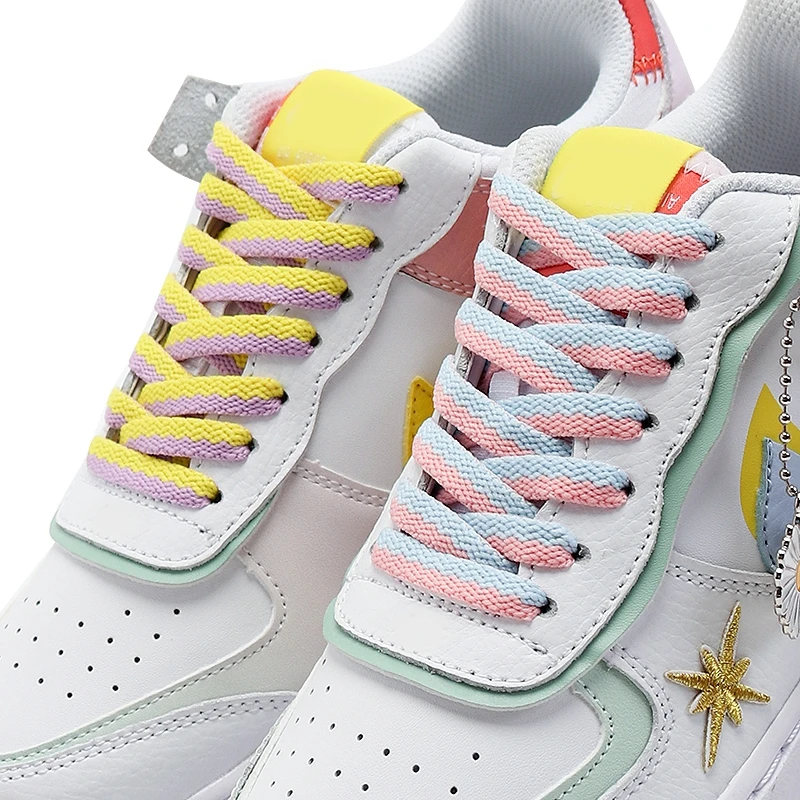 

New 1Pair Flats Shoelaces Off Sneaker White Shoes Lace Classic Flat Double Hollow Woven Shoelaces For AJ/AF1 Shoes Lace Strings