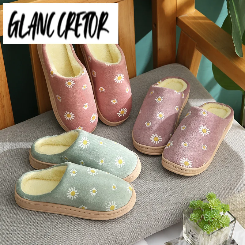 

Little Daisy Autumn And Winter Unisex Cotton Slippers Indoor Warm And Comfortable Ladies Flat Shoes Men Casual Slippers
