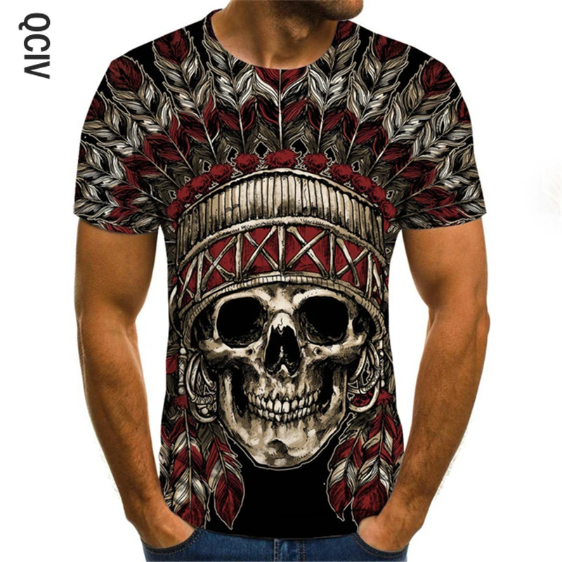 Футболка мужская в стиле племени стильная тенниска с 3D-принтом черепа скелета