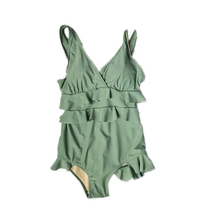 

One Piece For Women Swimwear Push Swimsuit Bathing Suit 2021 New Female Ins Ancient Pure Color Bikini Hot Solid Polyester Sierra