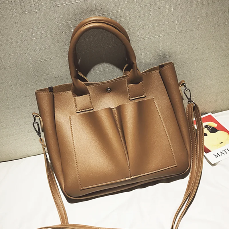 

2021 Pu Leather Laptop Bag Simple Handbags Famous Brands Women Shoulder Bag Casual Big Tote Vintage Ladies Crossbody Bags
