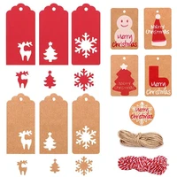 au42 220pcs christmas paper tags kraft paper gift tags hang labels with string christmas tree hanging label