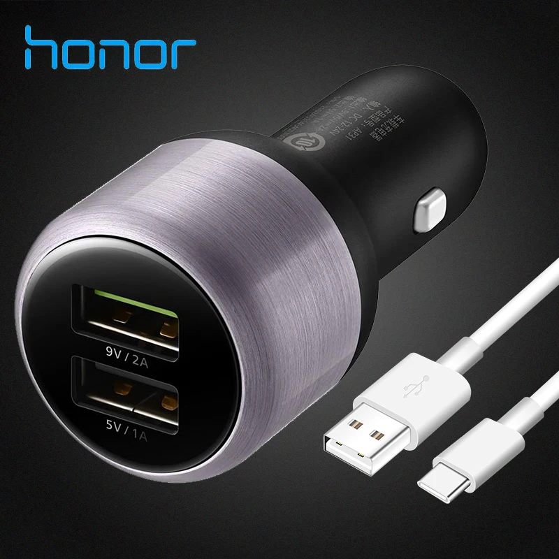 Huawei P9 автомобильное быстрое зарядное устройство 2 USB Supercharge 9V2A usb type C кабель M5 Pro Lite Nova 2 s 3 4 3e 4e Honor 8 9 V8 V9 Note8 - Тип штекера: Charger with Cable