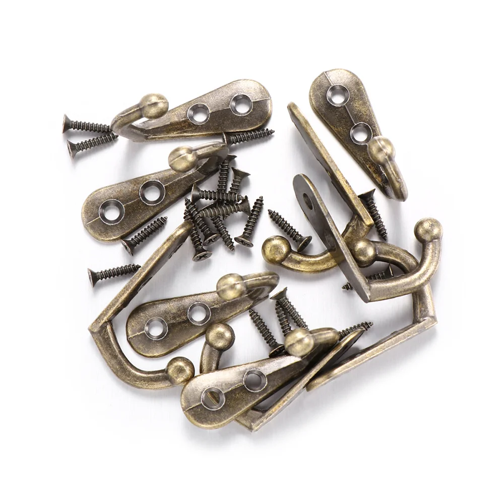

BESTOMZ 10pcs Coat Hooks Heavy Duty Wall Mounted Hanger Antique Closet Hooks for Towel Clothes