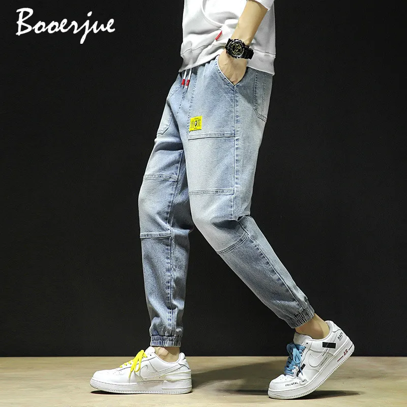 Джоггеры мужские повседневные однотонные хлопковые эластичные длинные брюки в
