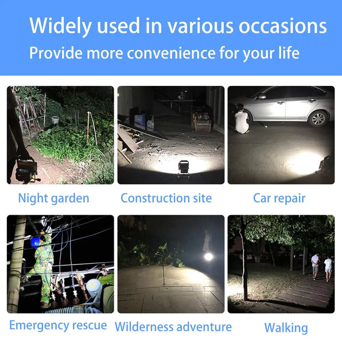 

300W-900W LED Portable Rechargeable Floodlight Waterproof Spotlight Battery Powered Searchlight Work Lamp Outdoor Camping