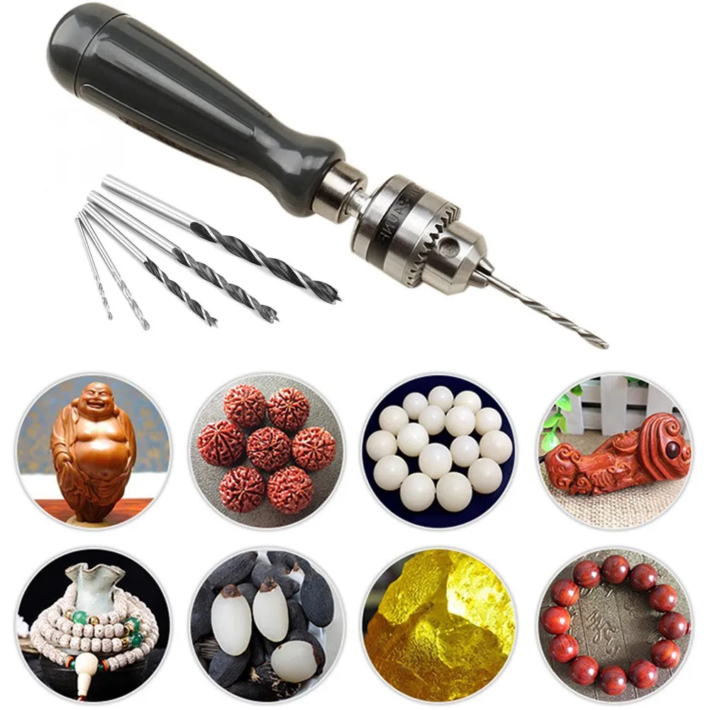 

Pin Vise Hand Drill Bits Chuck Key For Precision Drilling Electronic Assembling Wood Resin Jewelry Walnut Amber Beeswax DIY Tool