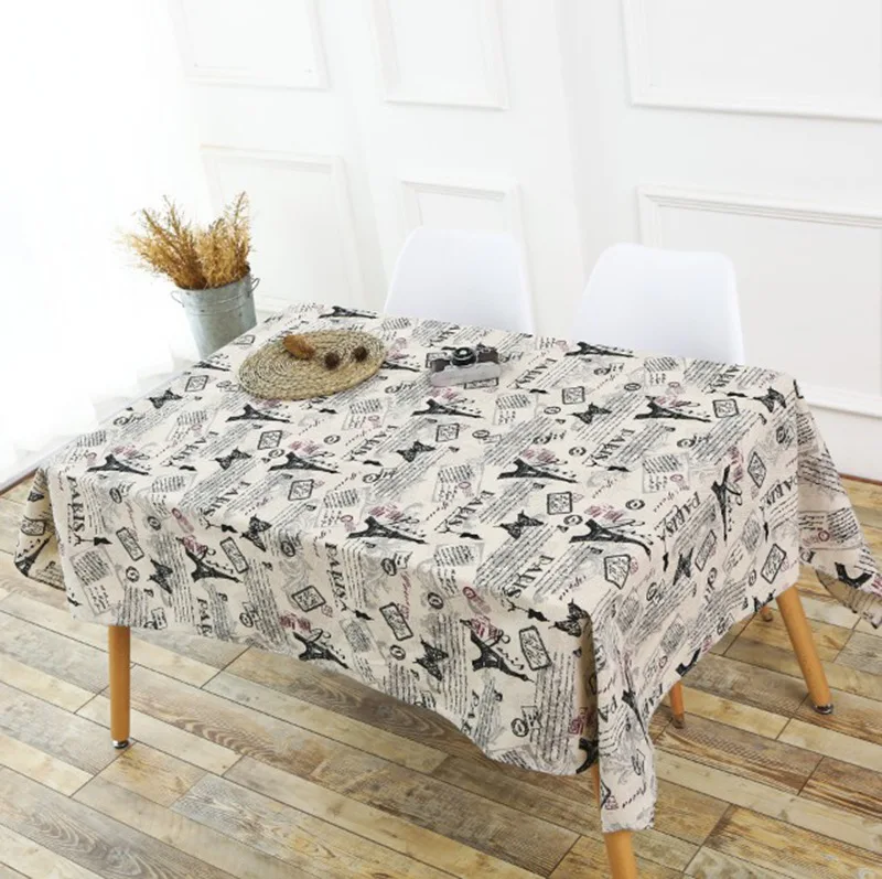 Скатерть с Парижской башней прямоугольная скатерть из хлопка и льна для