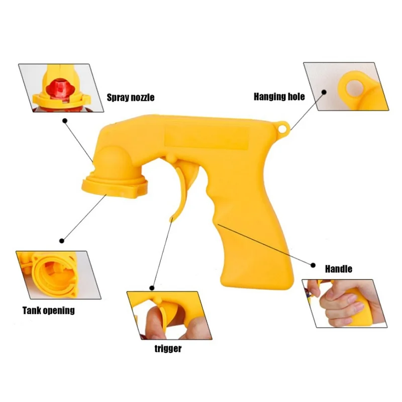 

Spray Adaptor Paint Care Aerosol Gun Handle with Full Grip Trigger Locking Collar Maintenance Repair Tool Car Accessories