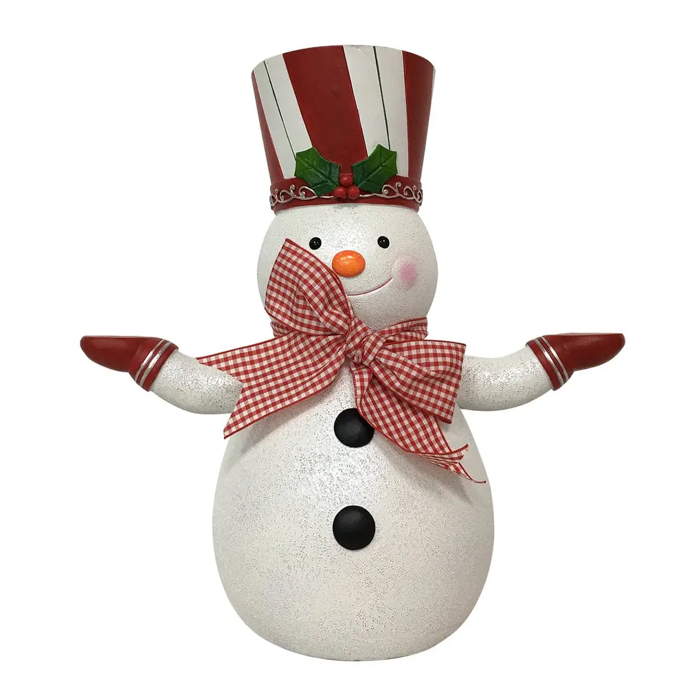 

Снеговик с бантом Зимний Рождественский домашний интерьер украшения снеговик из смолы статуэтка рождественские украшения