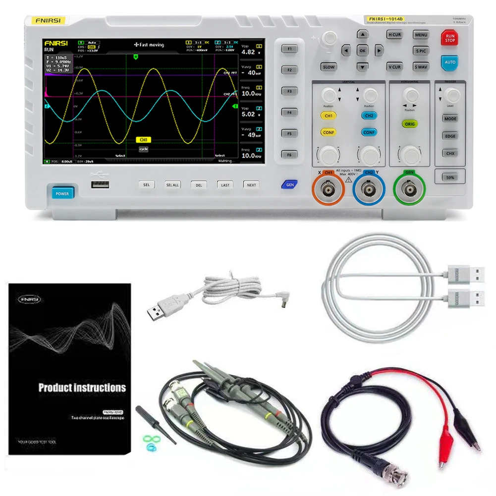 

ZK20 NEW FNIRSI-1013D 1014D Portable Oscilloscope 2 In 1 Dual Channel Input Signal Generator Bandwidth 1GSa/s Sampling Rate
