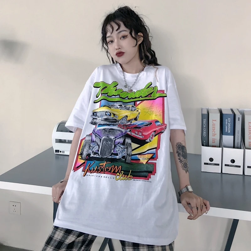 

Летние винтажные футболки с графическим рисунком, новинка 2021, женская футболка с круглым вырезом, шикарная повседневная женская футболка б...