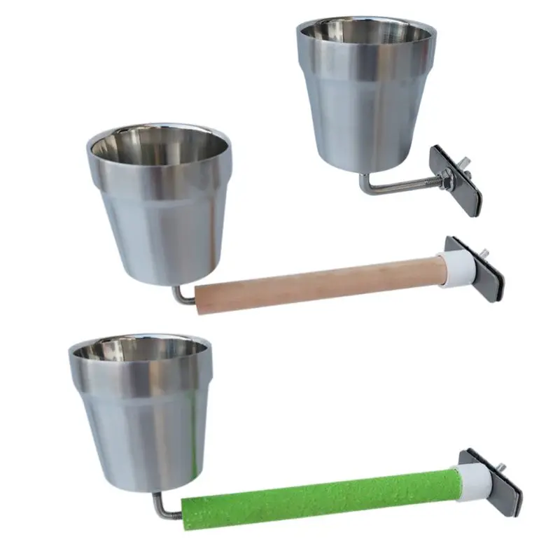 

Stainless Steel Bird Cup Feeding Dish Feeder for Parrot Water Bowl Container