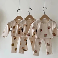 baby pajamas bear rabbit hare print infant boys girls home underwear long sleeve top shirt romperpant toddler 2pcs clothes set