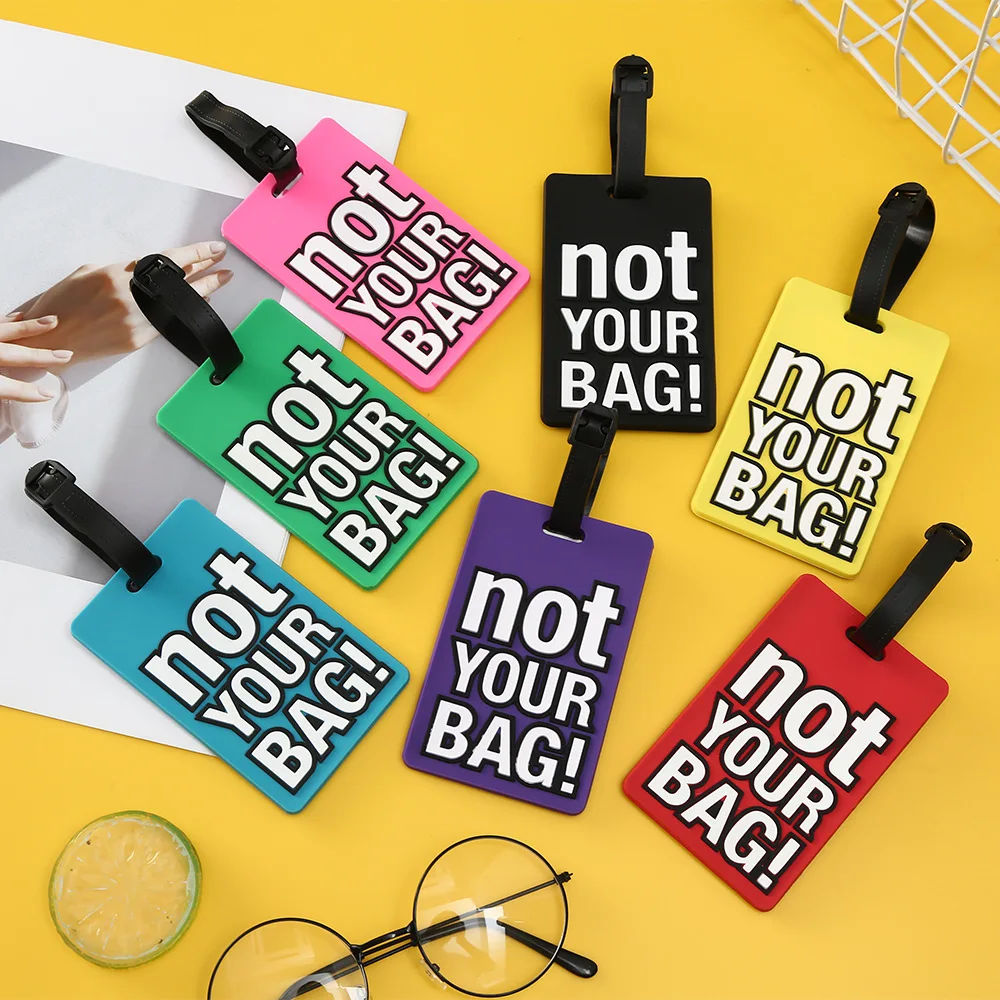 

10pcs Creative Letter "Not Your Bag" Cute Travel Accessories Luggage Tags Suitcase Cartoon Style Silicon Portable Travel Label