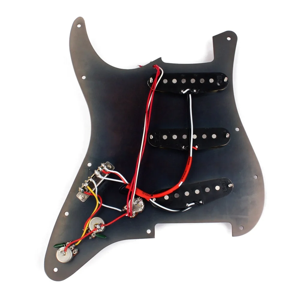 

3 Ply Alnico V Loaded Prewired SSS Pickguard Pickups Assembly Set for ST / Strat Electric Guitar Pickups Bronze Aluminium