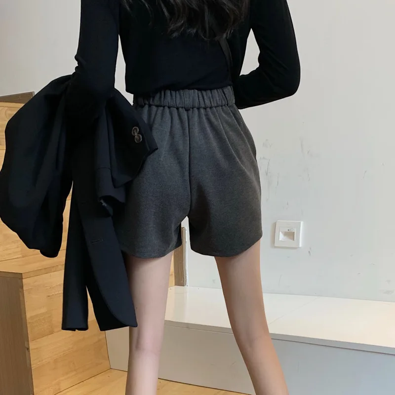 

#0674 Autumn Winter Shorts Women Casual Woolen Shorts Female Regular Fit Women's Shorts Wide Leg Plus Size Shorts Femme S-3XL