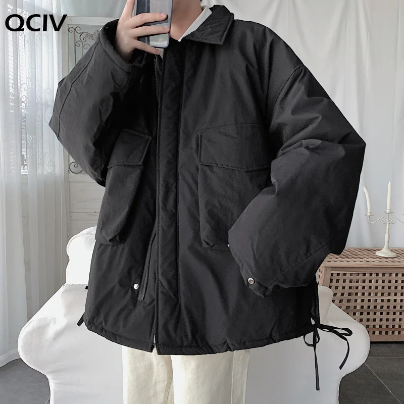 Winter Jacket Men Warm Fashion Casual Oversized Cotton Short Coat Men Korean Loose Pocket Tooling Coat Mens Thicken Coat Clothes