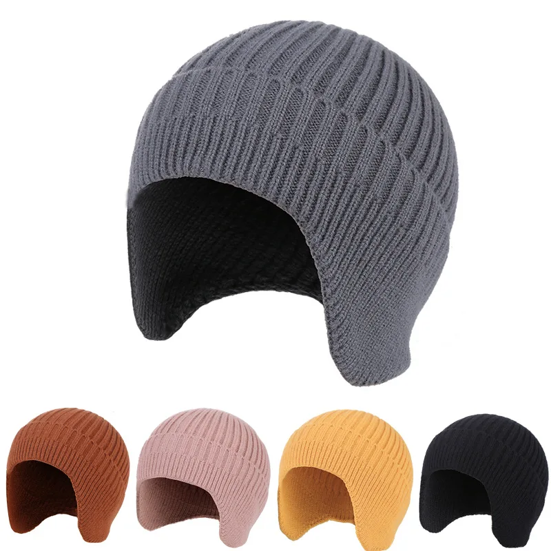 

Outdoor Fall Winter Cycling Ear Protection Cold and Warm Knitted Hat for Men and Women Wool Hooded Ski Hat Beanie Gorros