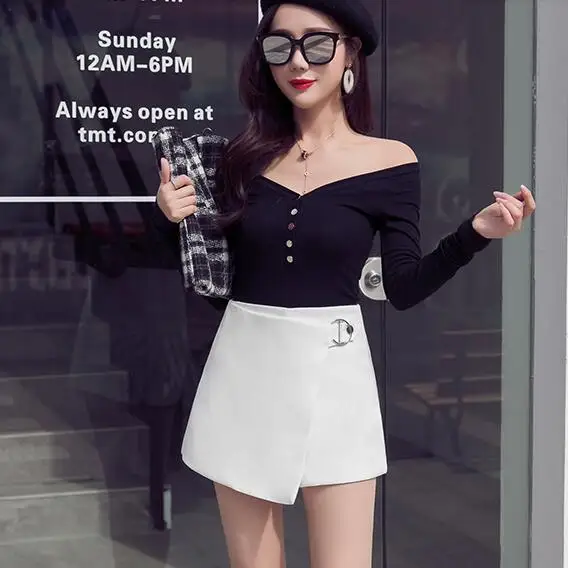 2019 новые шорты с высокой талией черные белые элегантные офисные женские короткие