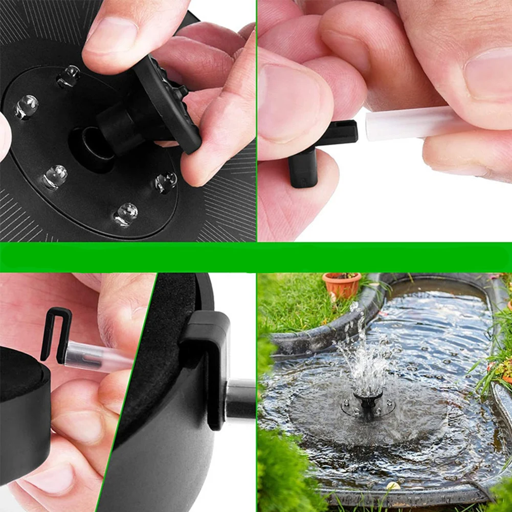 

Pump Home Outdoor For Garden With 6 Color Lights Round Floating Plastic Ponds Solar Water Fountain Bird Bath Anti-Collision Bar