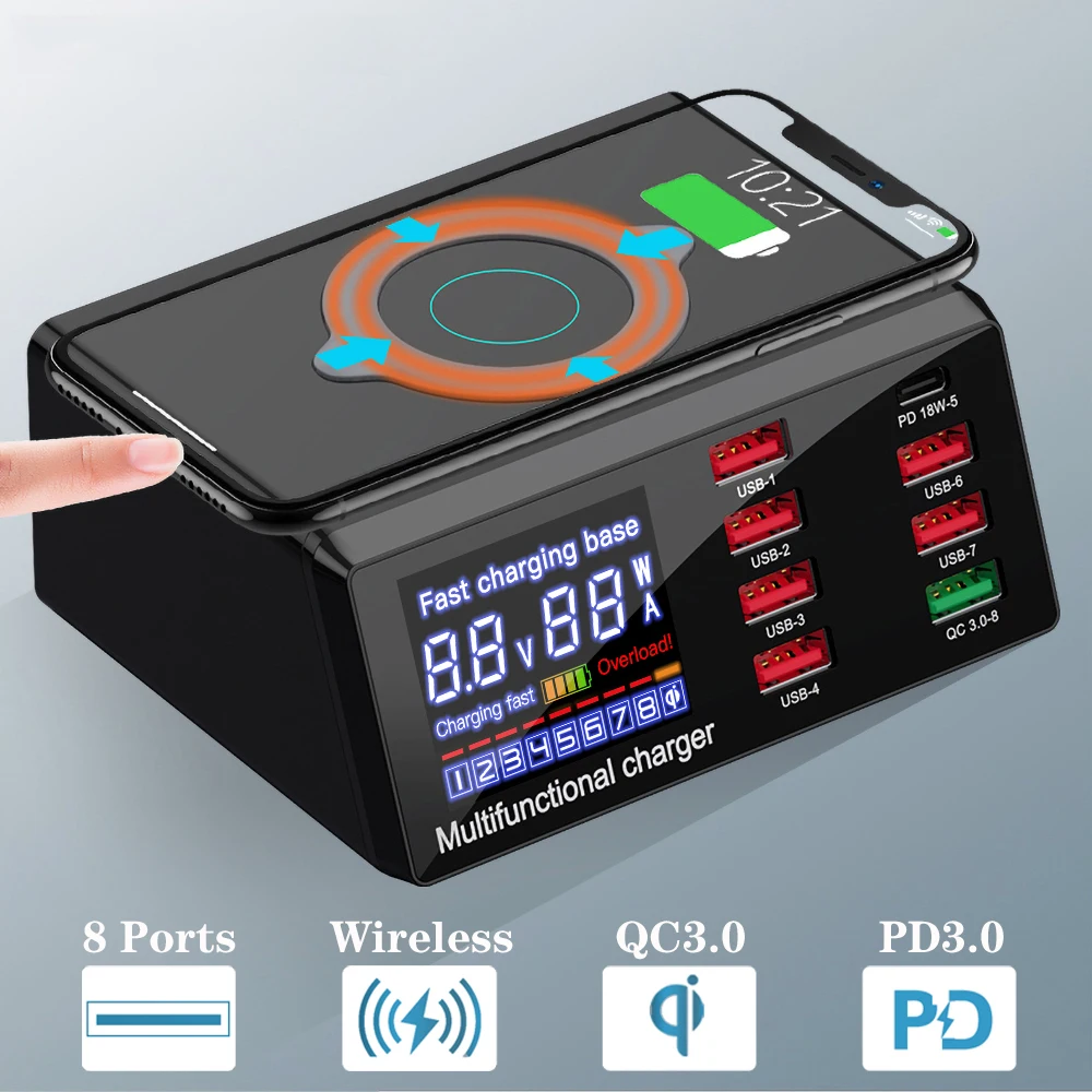 100W 8 портов USB зарядное устройство с функцией быстрой зарядки 3 0 адаптер для IPhone 11