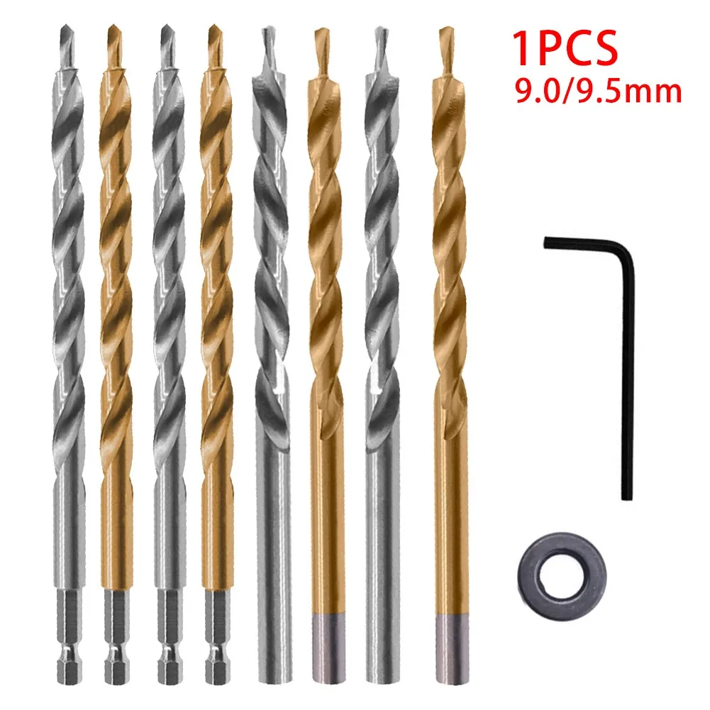 

1*Drill Bit W/ Wrench & Locating Ring High Speed Steel 9.5/9 Mm Length Hex/Round Shank For Hole Drill Woodworking Tools