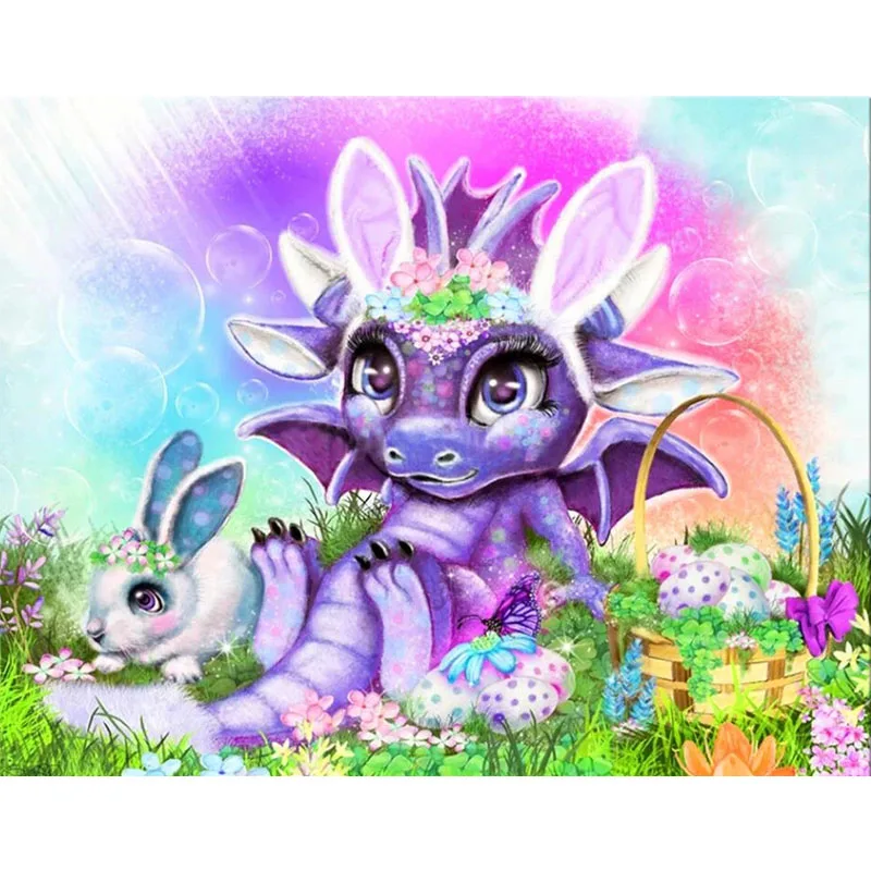 

Алмазная мозаика с изображением милой коровы, дракона, кролика, алмазная живопись 5d «сделай сам», полноразмерная вышивка крестиком из кругл...