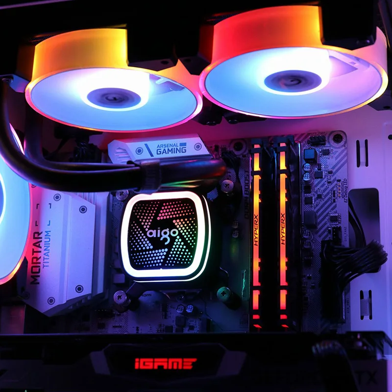 Aigo C5 RGB тихий вентилятор дистанционного 5v 3pin ореолом синхронизирующий компьютер