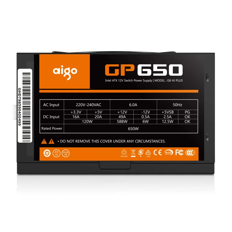 Блок питания Aigo gp650 max для настольного ПК 850 Вт бесшумный вентилятор ATX 24 контакта 12