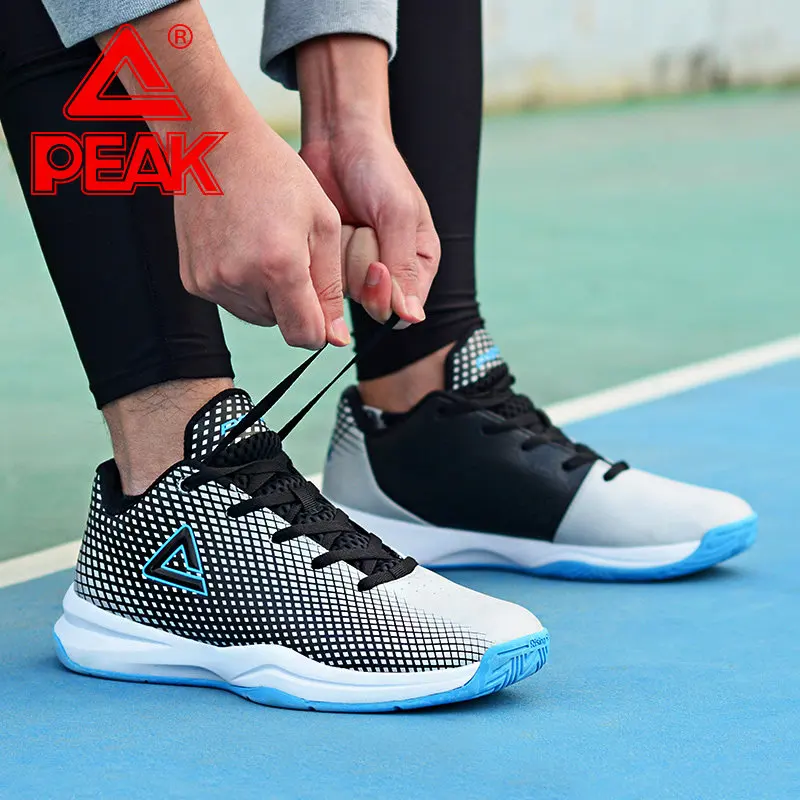 Peak basketball shoes men's 2020 new breathable shock absorption anti slip mid top sports |