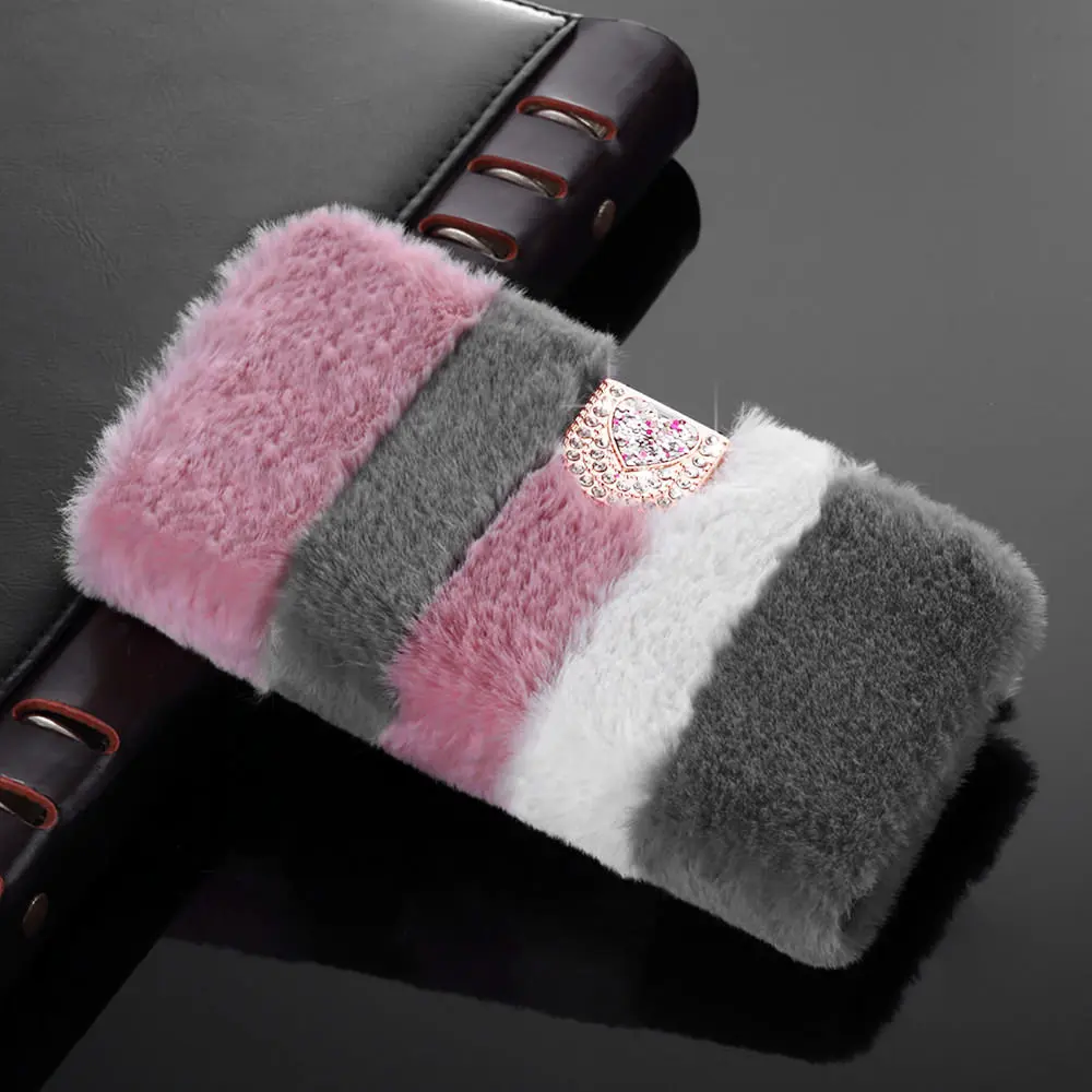 Luxury Crystal Diamond Fur Case for IPhone 12 11 Pro Max Xr X Xs 6 6S Plus 7 8 5 5S SE2020 Leather Flip Wallet Fluffy Cover | Мобильные