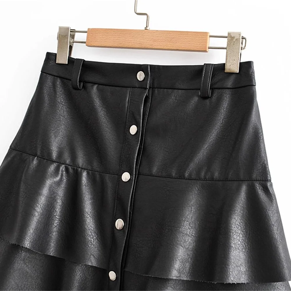 Осень 2019 женская новая Ретро Высокая талия наборная мини юбка Pu искусственная