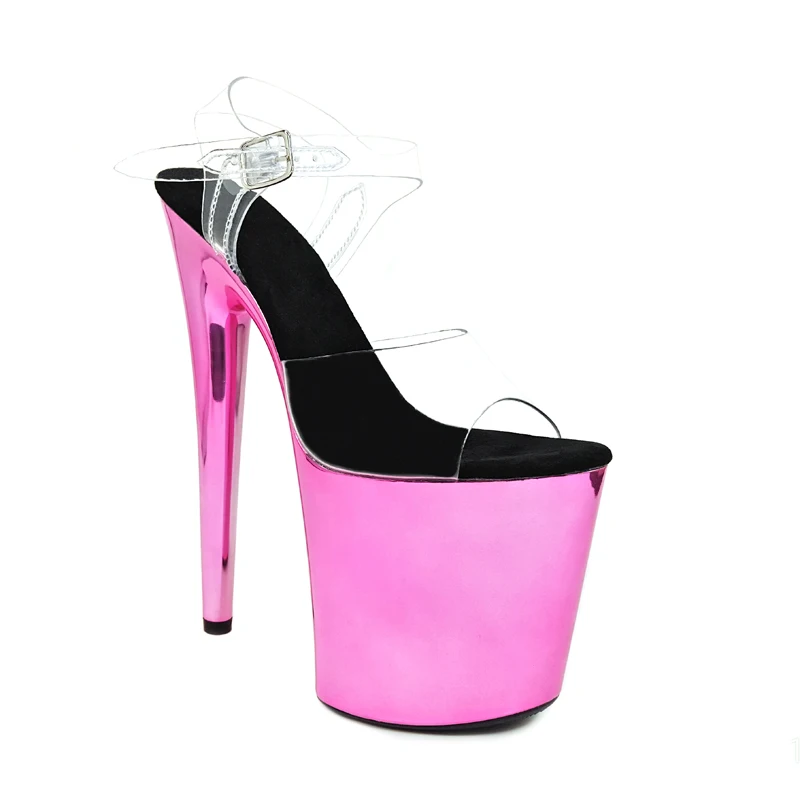 Leecabe новый дизайн 20 см блестящие сандалии розового цвета для танцев на шесте