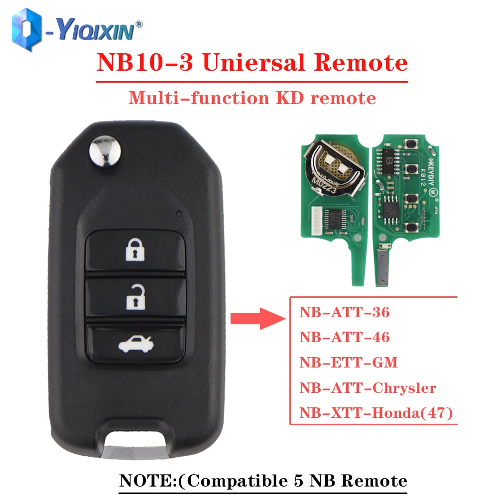 

YIQIXIN 5 PCS 3 Button Universal Remote Key NB-Series For KD900 KD900+ KEYDIY Remote For NB10 XTT ETT ATT Honda 47 Chrysler XTT