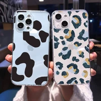 leopard print phone case for iphone 13 12 11 8 7 plus mini x xs xr pro max transparent soft