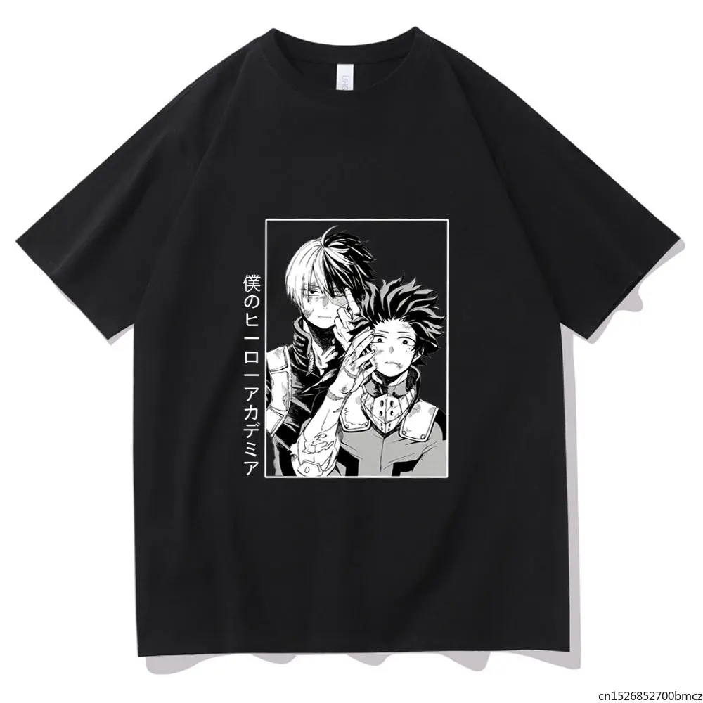 

My Hero Academia Tshirt Short Sleeve Todoroki Shoto and Midoriya Izuku New Printing T Shirt